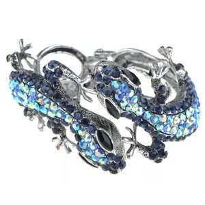 Blue Swarovski rhinestone cuff bracelet